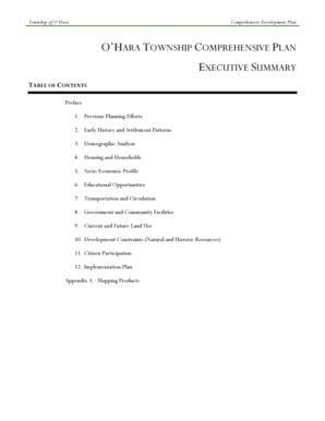 Fillable Online O'hara township comprehensive plan executive summary ...
