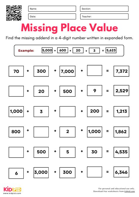 Place Value 4th Grade Worksheets