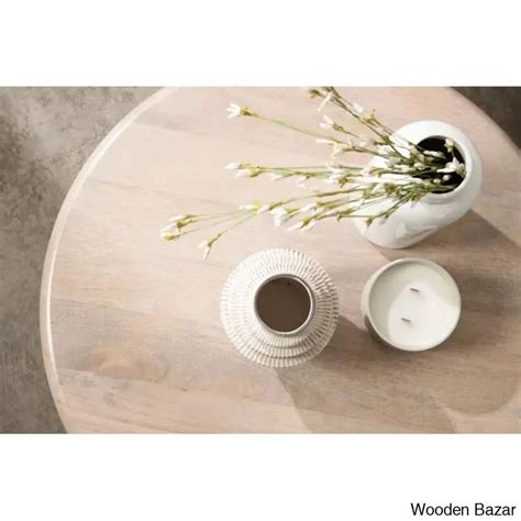 Avelye Modern Round Wood and Metal Coffee and center Table | Wooden Bazar