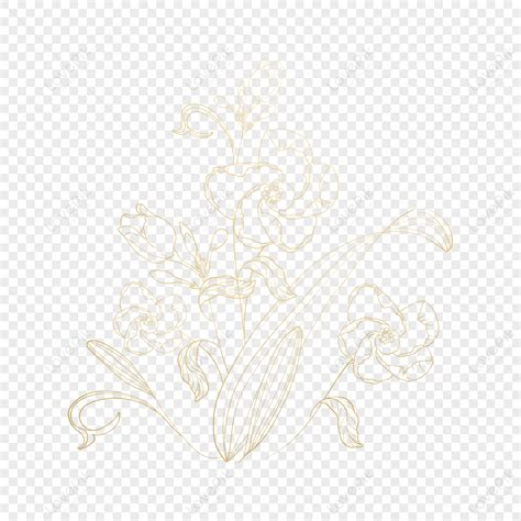Flower Plant Golden Lines,petal,line Draft,golden Plants PNG Free ...