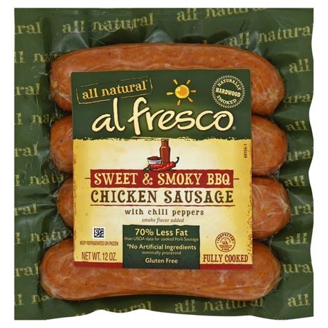 ALFRESCO Chicken Sausage, Sweet & Smoky BBQ, with Chili Peppers (12 oz ...