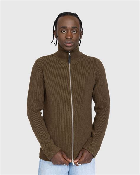 Maison Margiela – Knit Zip-Up Cardigan Brown | Highsnobiety Shop