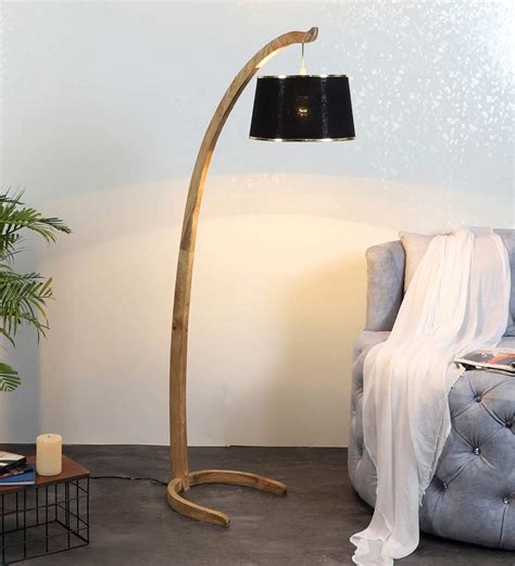 Buy Black Shade Floor Lamp With Wood Base at 56% OFF by Sapphire ...