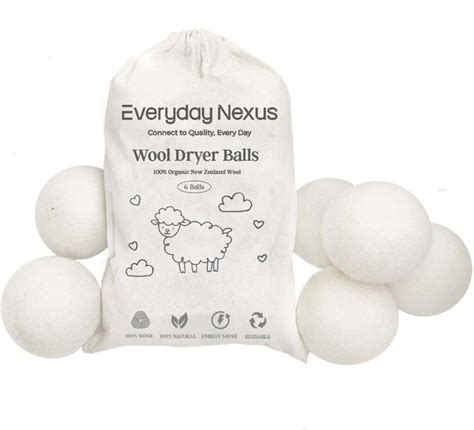 Amazon.com: Everyday Nexus Wool Dryer Balls – Set of 6, 100% Organic New Zealand Wool, Eco ...