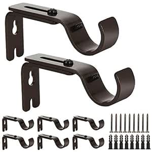 Buy LISHINE 8 Pcs Brown Curtain Rod Brackets for 1 Inch Rods ...