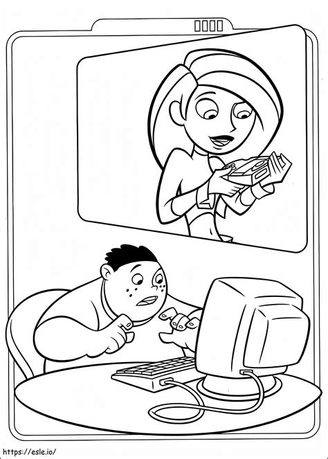 Kim Possible And Wade A4 coloring page