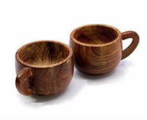 Buy KLEO Wooden Tea & Coffee Cups Mugs | Set of 2- Approx. - Wood (Dark ...