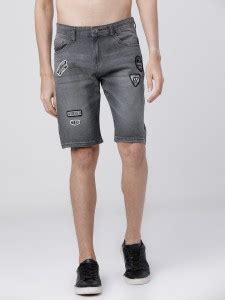 HIGHLANDER Embroidered Men Grey Denim Shorts - Buy HIGHLANDER ...