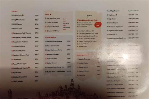 Menu at Biryani Patnam, Kukatpally, Hyderabad