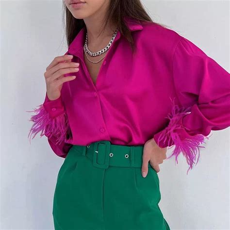 Riley Feather Satin Shirts – Label Frenesi Fashion