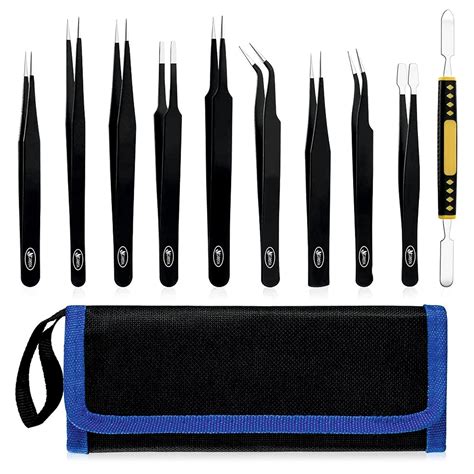 Greta 10 Pcs Precision ESD Tweezer Set Anti-Static Stainless Steel ...