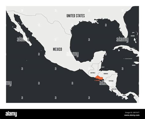 El Salvador orange marked in political map of Central America. Simple flat vector illustration ...