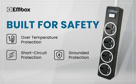 Buy EMBOX 10A Extension Board with 3 Meter Cable with Master Switch ...