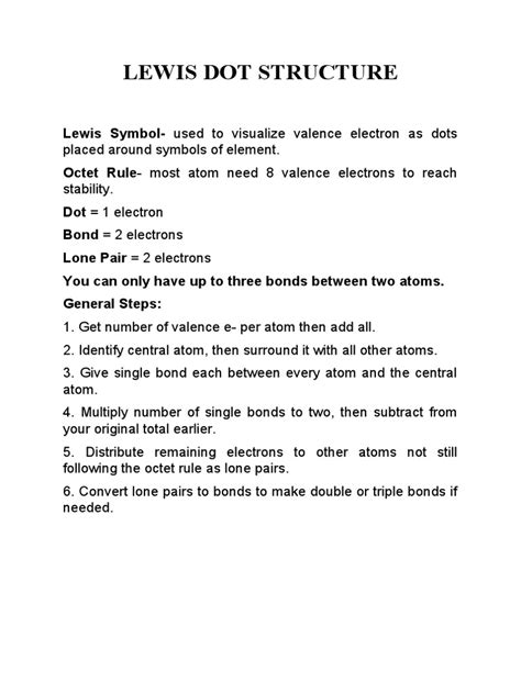 Lewis Dot Structure | PDF