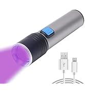 amiciVision Rechargeable UV Flashlight, 395~400nm 4-Mode Zommable Black ...