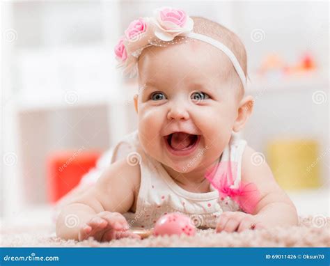 Infant Five Months Ago Lying on Belly Stock Photo - Image of beautiful ...