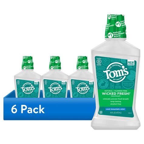 (6 pack) Tom's of Maine Wicked Fresh! Alcohol-Free Natural Mouthwash ...
