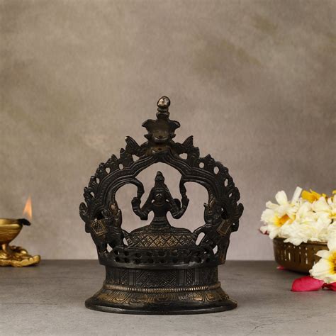 Buy Pure Brass Antique Gajalakshmi Lamp with Deep Lady - 6.5 ...