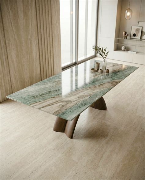 10 Seater Exotic Green Marble Dining Table | Arris Concepts