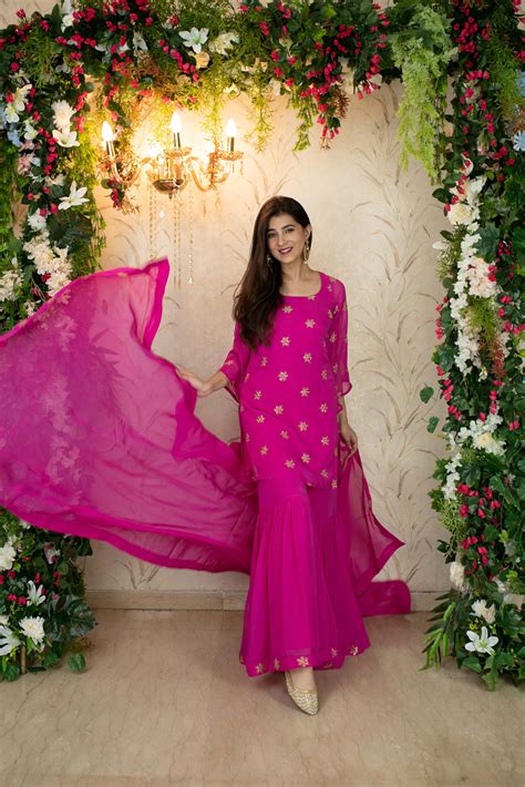 Buy Online in India | Rani Pink Sharara Set | Label Shaurya Sanadhya