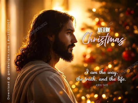 Merry Christmas Image of Jesus Christ with Bible Verse and Glowing ...