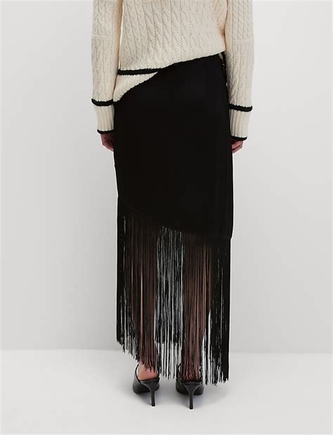 Buy Fringe Detail Asymmetric Midaxi Slip Skirt at Marks & Spencer