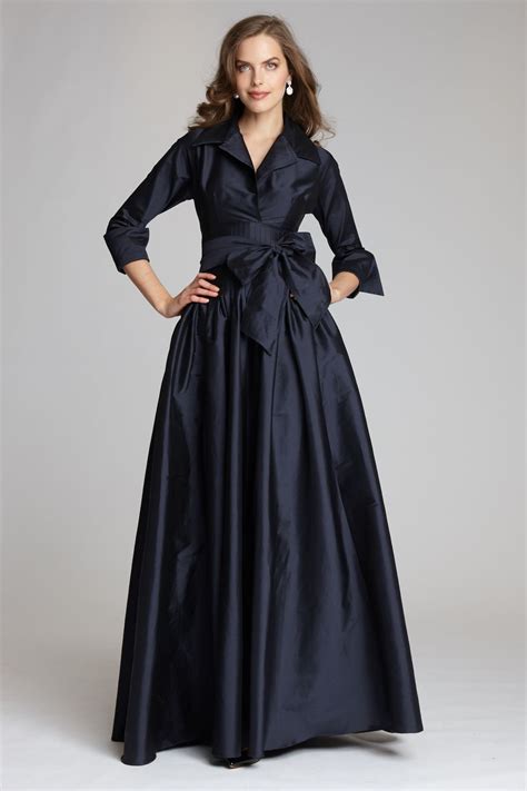3/4 Sleeve Taffeta Shirtwaist Gown in 2021 | Evening gowns with sleeves ...
