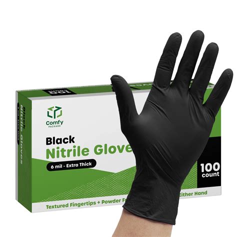 Snapklik.com : Comfy Package 100 Count Black Nitrile Gloves Disposable