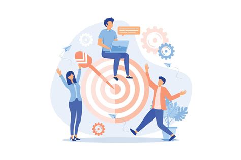 Teamwork online, common goals Business team carries huge arrow to goal. Metaphor for common ...