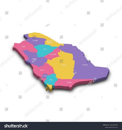 Saudi Arabia Political Map Administrative Divisions Stock Vector ...