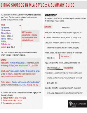 Fillable Online CITING SOURCES IN MLA ST YLE :: A SUMMARY GUIDE Fax ...