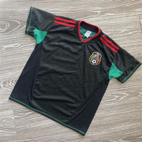 Black Mexico Jersey. In great condition. Red stripes... - Depop