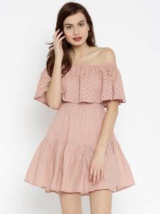 SASSAFRAS Women Fit and Flare Pink Dress - Buy SASSAFRAS Women Fit and ...