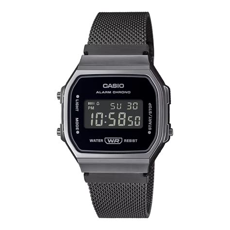 Casio A168WEMB-1BV Men's Vintage Collection Gunmetal Mesh Band Alarm ...