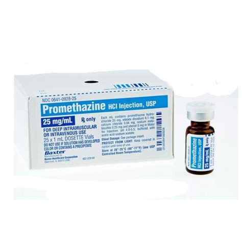 Promethazine HCL Injection, USP, 25mg/1mL, Single Dose Vial, Box/25 - Dixie EMS