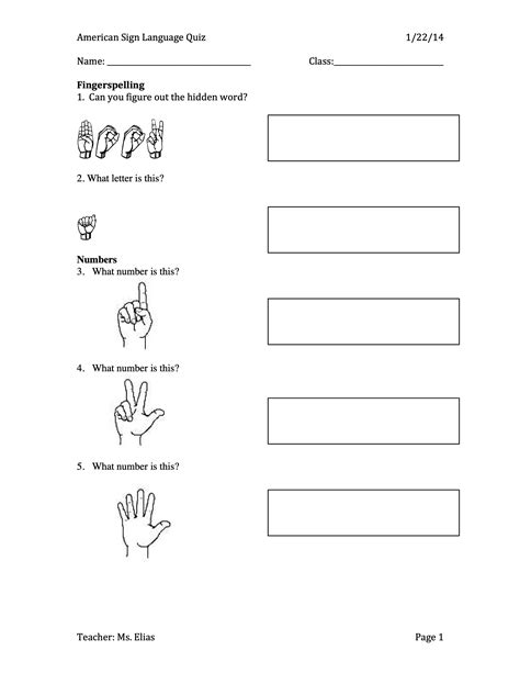American Sign Language Quiz Workbook (14 Pages) - Etsy