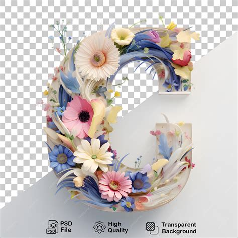 Premium PSD | Letter c with flower isolated on transparent background include png file