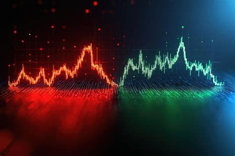 Dynamic stock market trend visualization with red and green indicators ...