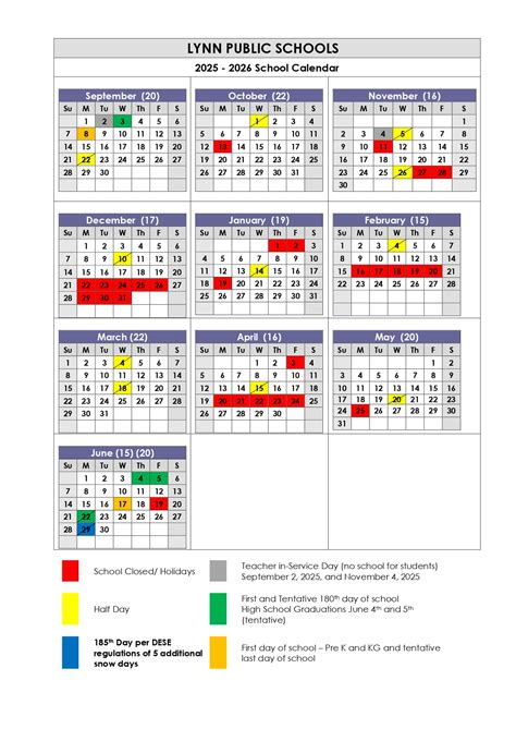 Lynnfield Public Schools MA Calendar 25-26 Revised [PDF] - EduCounty