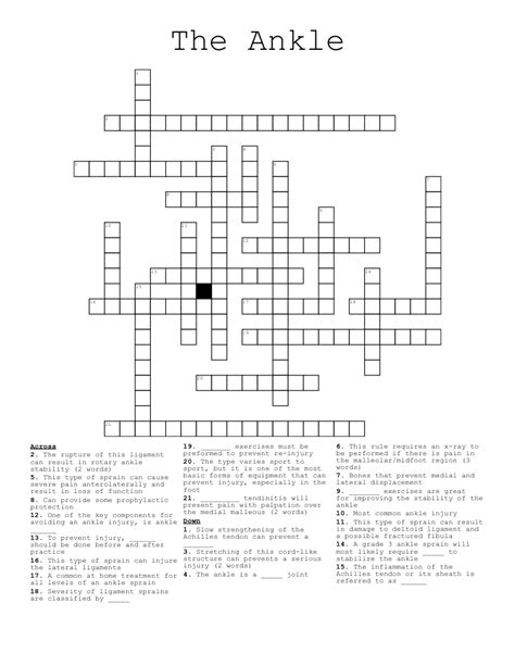 The Ankle Crossword - WordMint