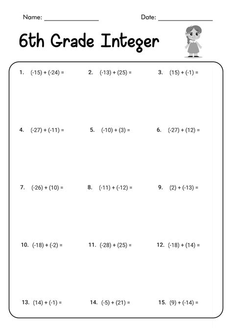 18 Math Worksheets Integers | Integers worksheet, Math worksheets, 6th ...