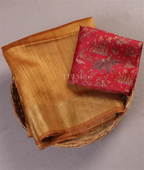 Buy Mustard Yellow Woven Tussar Saree T541272