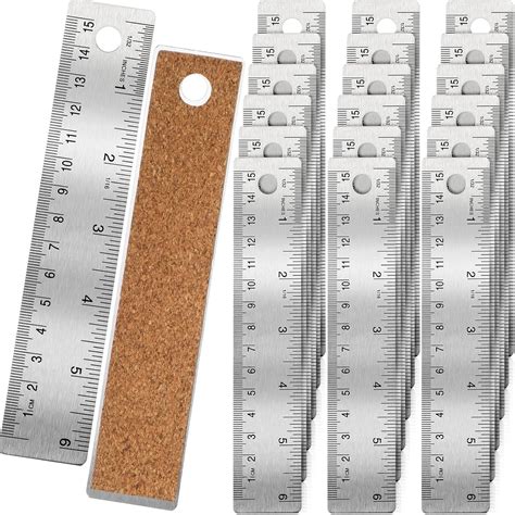Amazon.com: Geyoga 20 Pcs 6" Metal Ruler with Cork Backing Stainless ...