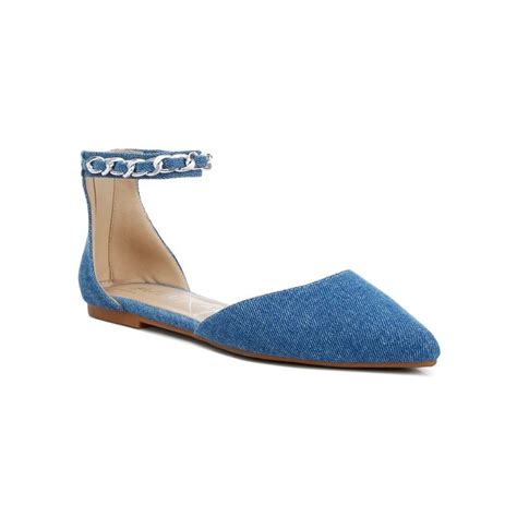 Buy London Rag Chain Embellished Flat Mules - Blue Online