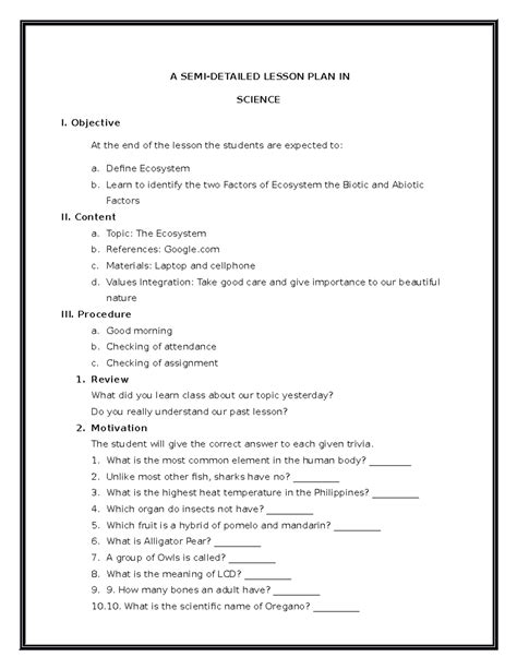 Ecosystem Lesson Plan 的图像结果