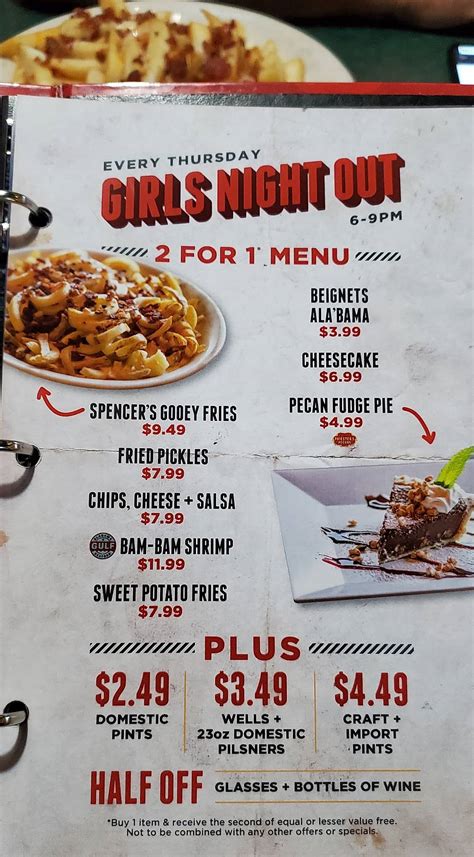 Menu at Baumhower's Victory Grille pub & bar, Montgomery