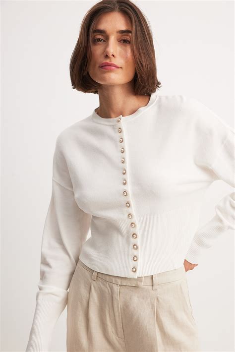 Knitted Wrap Cardigan Offwhite | NA-KD