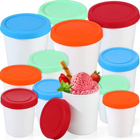 Amazon.com: 12 Pieces Ice Cream Containers Reusable Homemade Ice Cream ...