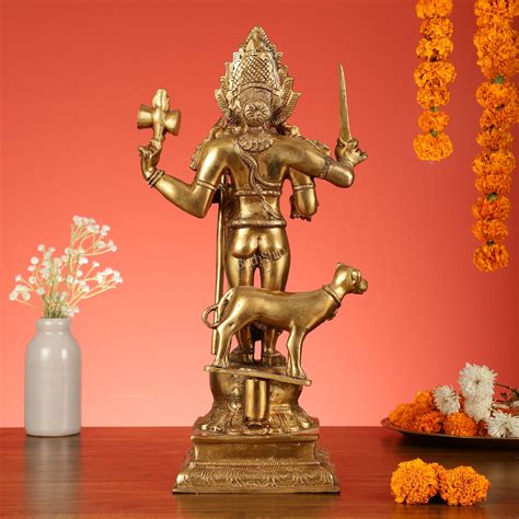 Buy Superfine Brass Kala Bhairava Statue with Vahana Dog 18 inch ...