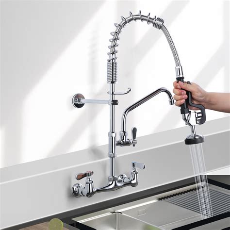 iVIGA Commercial Kitchen Faucet Wall Mount with Pre-Rinse Sprayer ...